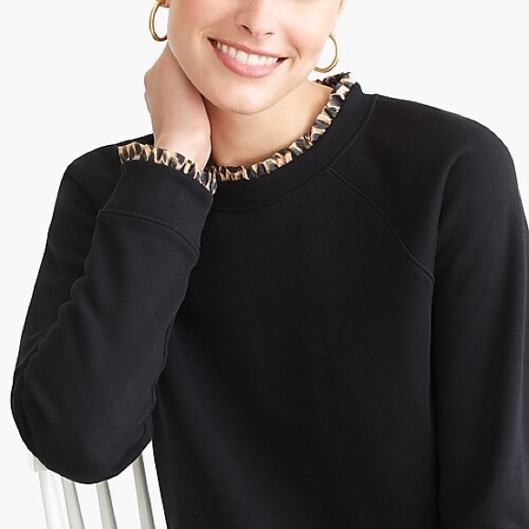 J Crew Woven Ruffle Neck Pullover 